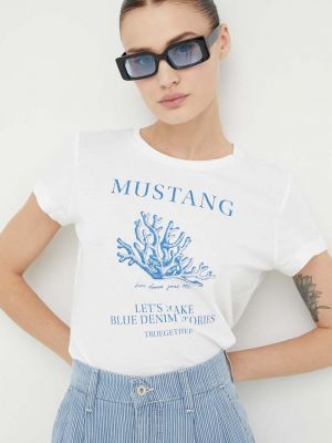 Bavlněné tričko Mustang bílé