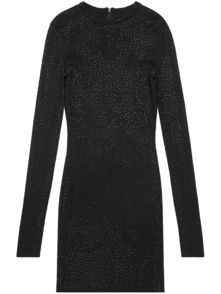 Коктейлна рокля с кристали Balenciaga черно