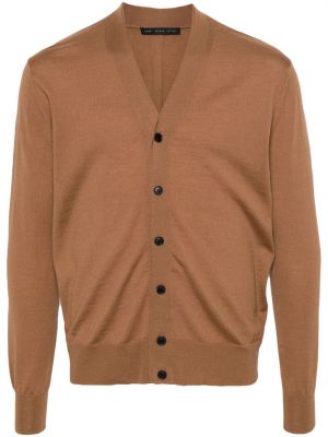 Cardigan di lana in lana merino con scollo a v Low Brand marrone