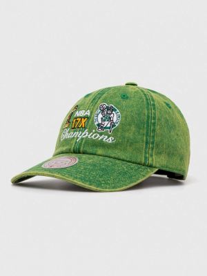 Памучна шапка с козирки с апликация Mitchell&ness зелено