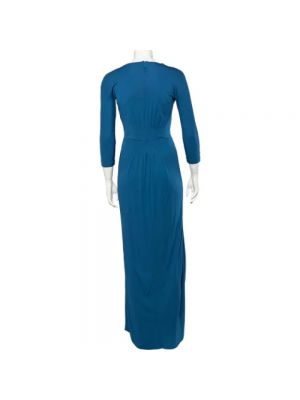 Sukienka z wiskozy Bottega Veneta Vintage niebieska