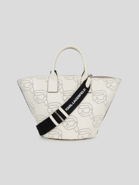 Кожени шопинг чанта Karl Lagerfeld бяло