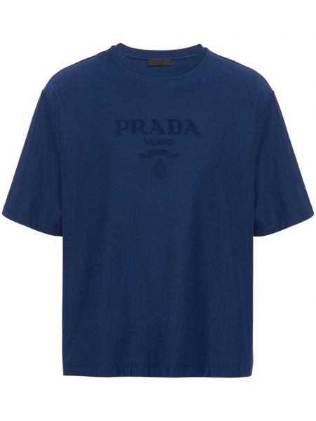 Βαμβακερή μπλούζα Prada μπλε