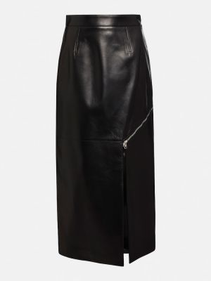 Kožna suknja Alexander Mcqueen crna