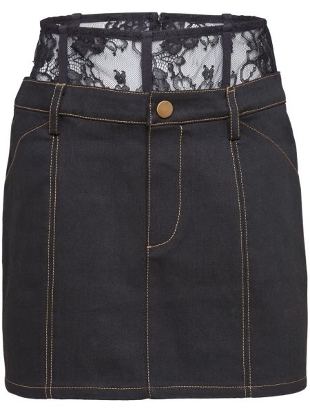 Čipkovaná džínsová sukňa Fleur Du Mal čierna