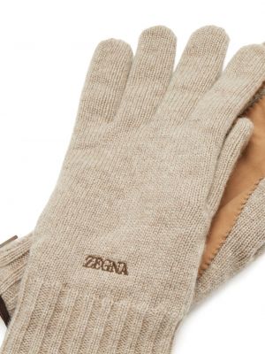 Kašmírové rukavice s výšivkou Zegna béžové