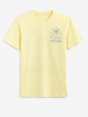 Тениска с принт Celio жълто
