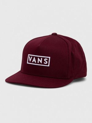 Памучна шапка с козирки с апликация Vans винено червено