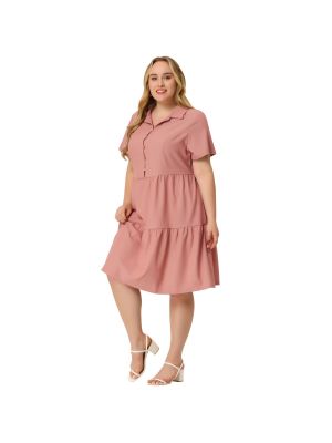 Платье-рубашка с v-образным вырезом Agnes Orinda розовое