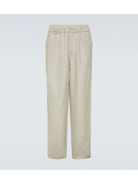 Pantaloni di lana di lino a righe Undercover bianco
