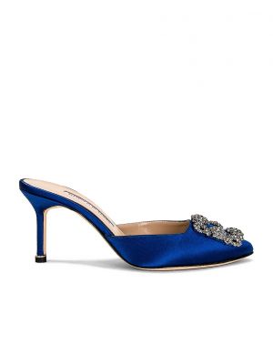 Атласные туфли Manolo Blahnik синие