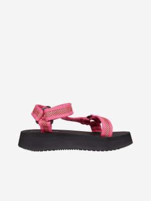 Sandály na platformě se síťovinou Calvin Klein Jeans růžové