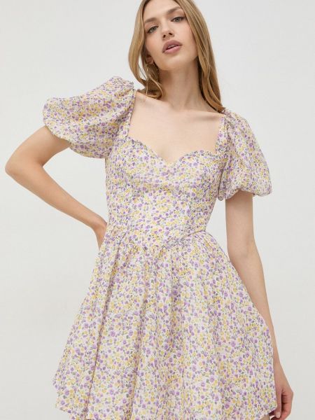 Bavlněné mini šaty Bardot fialové