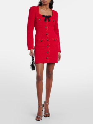 Mini vestido con lazo con lazo de punto Self-portrait rojo