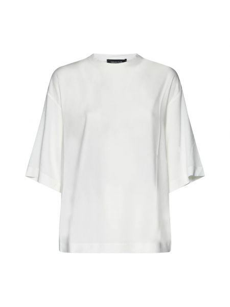 Koszulka szyfonowa z krepy Fabiana Filippi biała