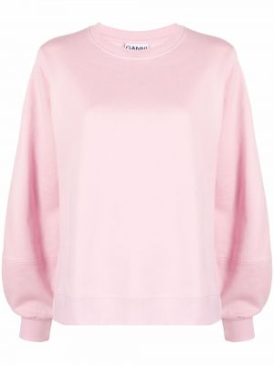 Rund hals sweatshirt Ganni rosa