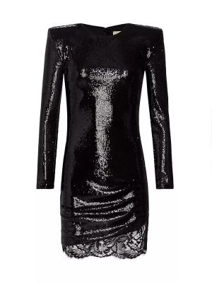 Черное платье мини с пайетками с длинным рукавом L’agence