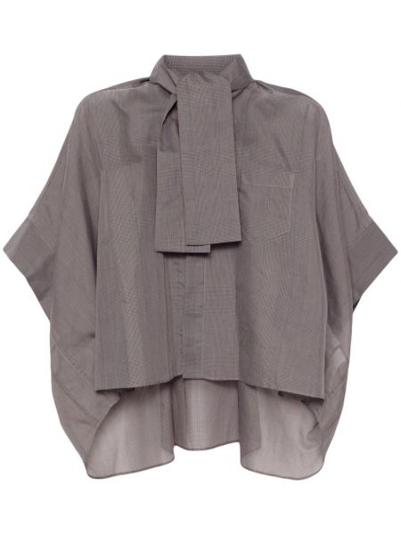 Прозрачна карирана блуза Sacai сиво