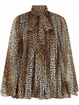 Plisuotas raštuotas mini suknele leopardinis Dolce & Gabbana