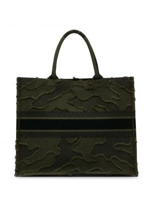 Shopper handtasche mit camouflage-print Christian Dior grün