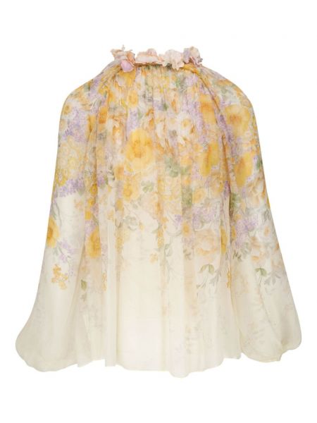 Geblümt bluse mit print mit v-ausschnitt Zimmermann weiß