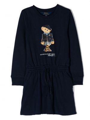 Lange ærmer lige kjole for piger Ralph Lauren Kids blå