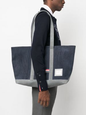 Cord shopper handtasche Thom Browne blau
