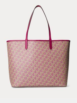 Bolso shopper con estampado Lauren Ralph Lauren rosa