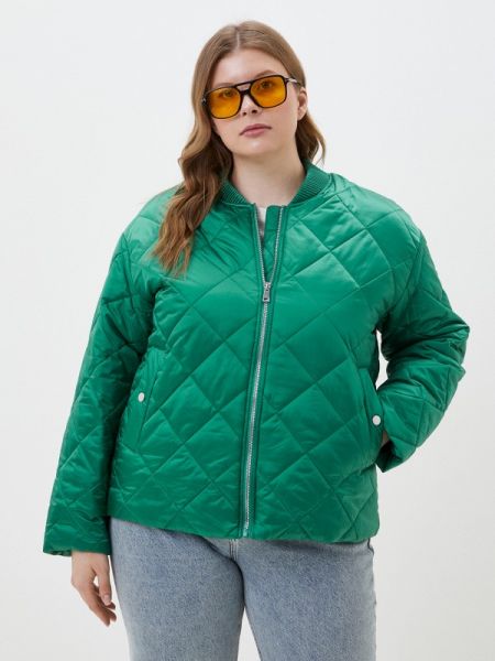 Утепленная демисезонная куртка Le Monique зеленая
