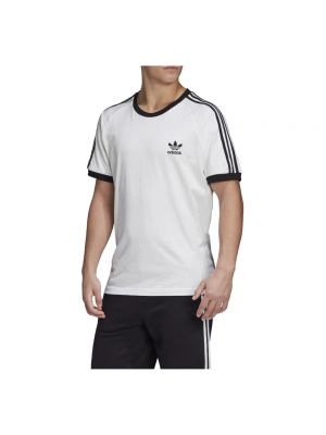Koszulka bawełniana w paski z krótkim rękawem Adidas Originals biała