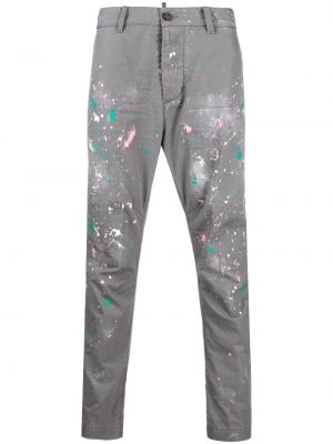 Pantaloni chino con stampa Dsquared2 grigio
