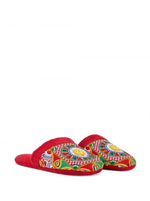 Chaussons à imprimé Dolce & Gabbana rouge