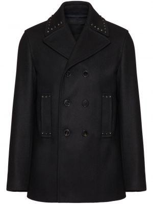 Gyapjú kabát Valentino fekete