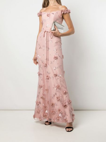Vestido de noche con bordado de flores Marchesa Notte Bridesmaids rosa