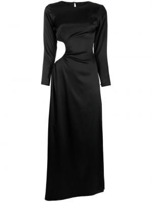 Svilena dolga obleka Cynthia Rowley črna