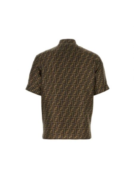 Camisa de seda con estampado Fendi marrón