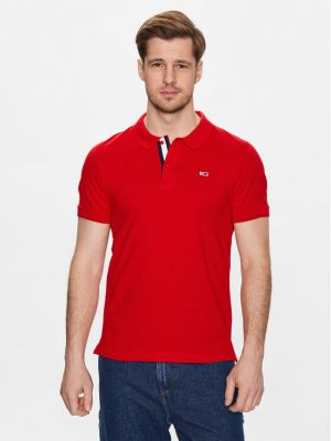 Polo marškinėliai slim fit Tommy Jeans raudona