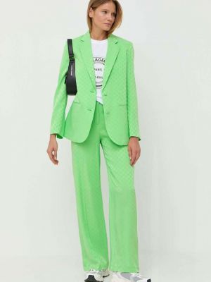 Proste spodnie z wysoką talią Karl Lagerfeld zielone