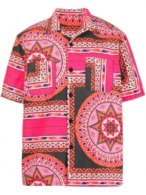 Памучна риза с принт Sacai розово