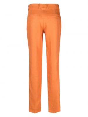 Lniane spodnie slim fit Tagliatore pomarańczowe