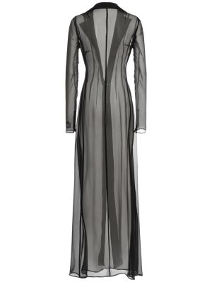 Прозрачна копринена макси рокля Dolce & Gabbana черно