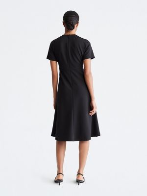 Платье миди с коротким рукавом Calvin Klein черное