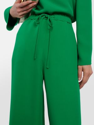 Relaxed копринени панталон с висока талия Valentino зелено