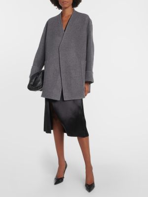 Kašmírový krátký kabát Bottega Veneta šedý