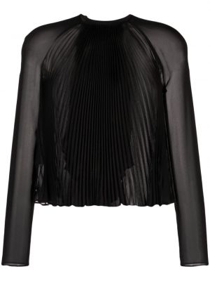 Плисирана прозрачна блуза Emporio Armani черно