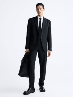 Шерстяной пиджак Zara черный