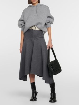 Bavlněné midi sukně s vysokým pasem Plan C šedé
