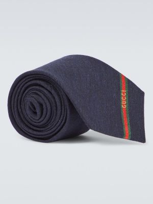 Cravată de lână de mătase Gucci albastru