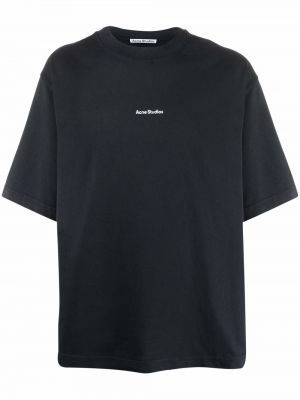 Raštuotas medvilninis marškinėliai Acne Studios juoda