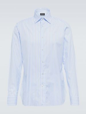 Camisa de algodón a rayas Zegna azul